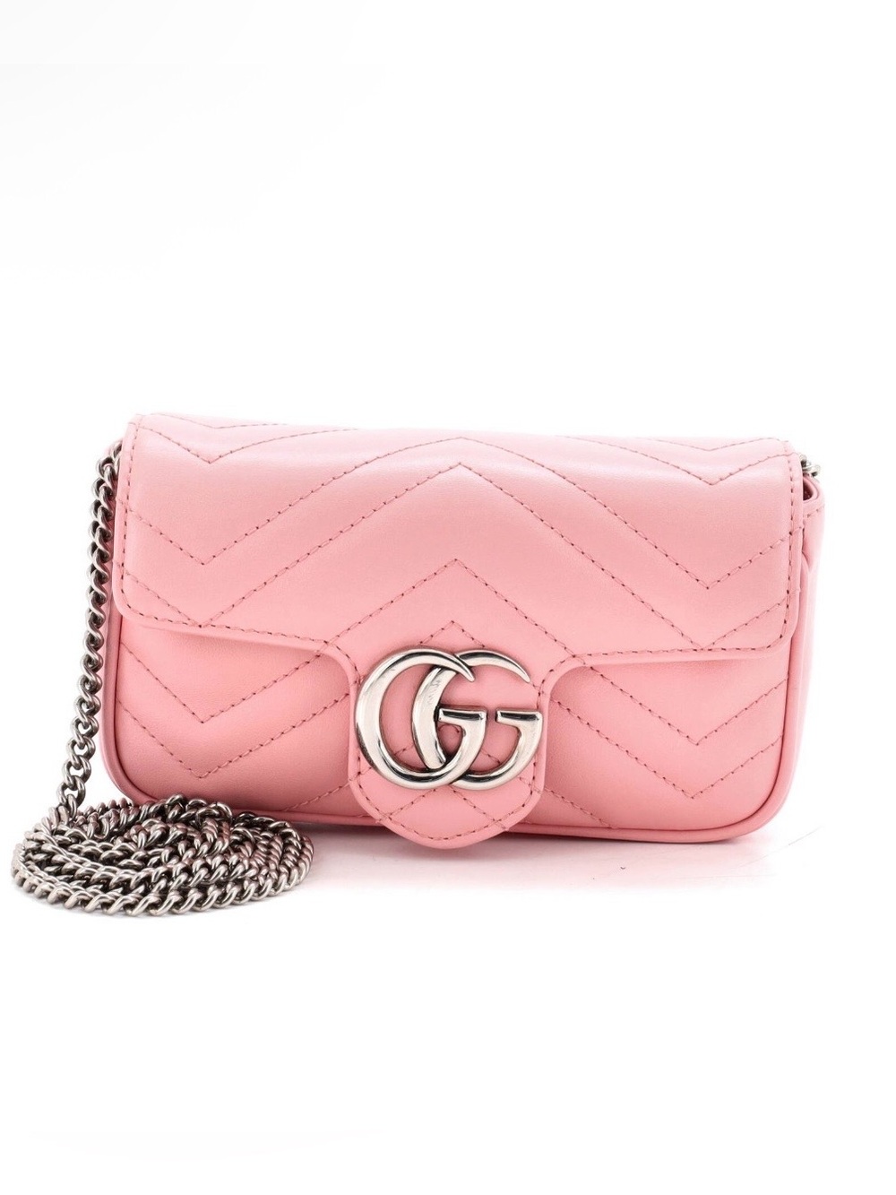 Gucci Pink GG Marmont Flap Bag Matelasse Leather Super Mini